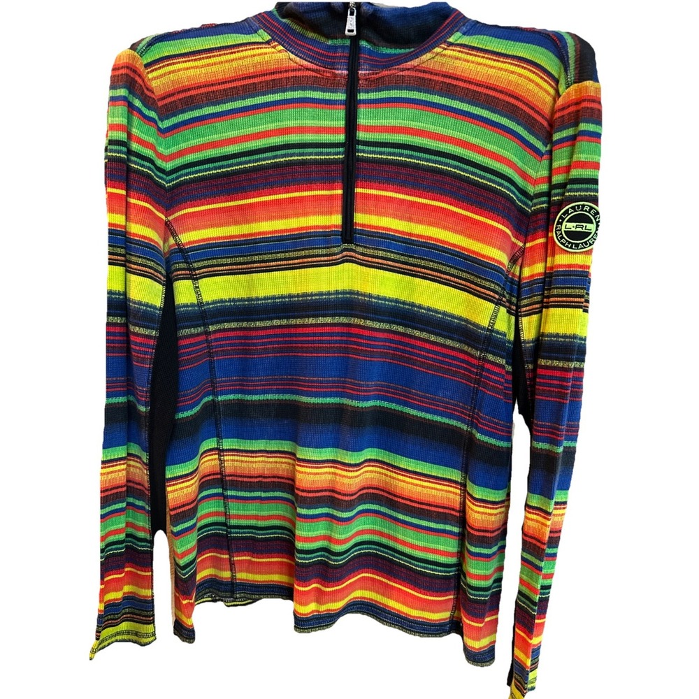 Lauren Ralph Lauren Active 1/4 Zip Pullover Sweater Multicolor Stripe M/L‎